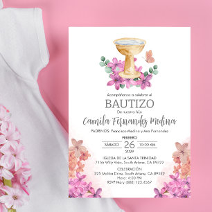 Invitacion Catholic Bautizo Cute Butterfly Baptism Invitation