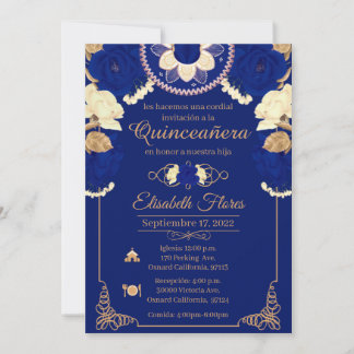 Invitacion Charro Invitation, in blue , and Gold Announcement