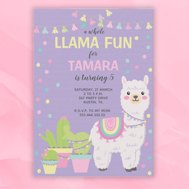 Invitación cumpleaños de Llama, llama divertida, c Invitation (Creator Uploaded)