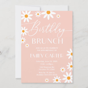 Invitación Daisies Birthday Brunch Party Pink Invi Invitation