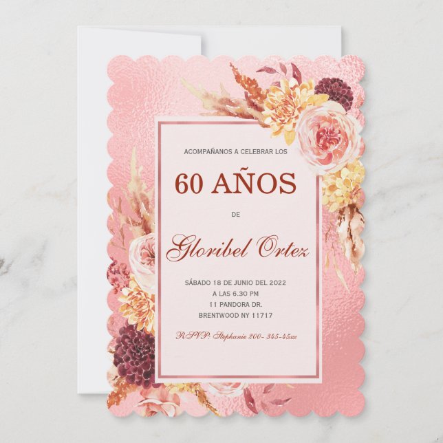 Invitación de 60 Años Mujer Invitation (Front)