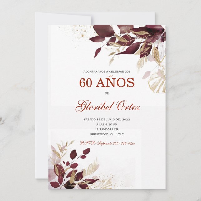 Invitación de 60 Años Mujer Invitation (Front)