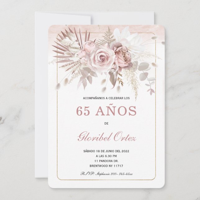 Invitación de 65 Años Mujer Invitation (Front)