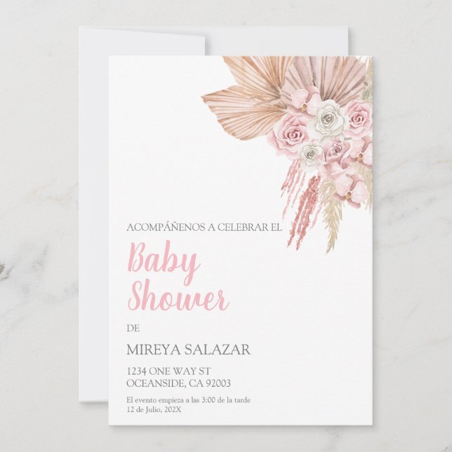 Invitacion de baby shower para niña tema boho invitation (Front)