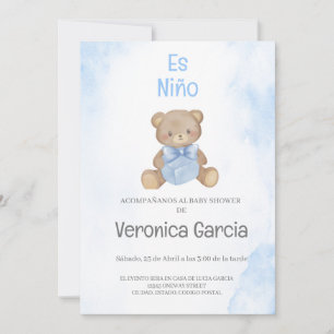 Invitacion de baby shower para niño tema osito invitation