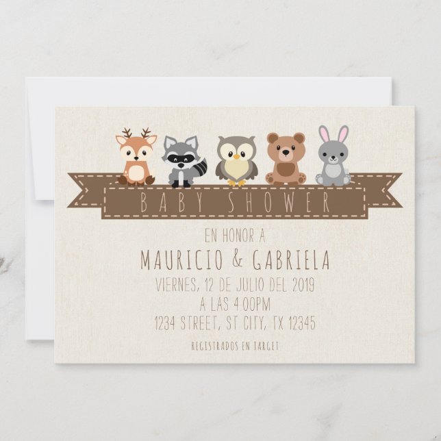 INVITACION DE BABY SHOWER - TEMA BOSQUE INVITATION (Front)