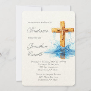Invitación de bautismo con crucifijo invitation