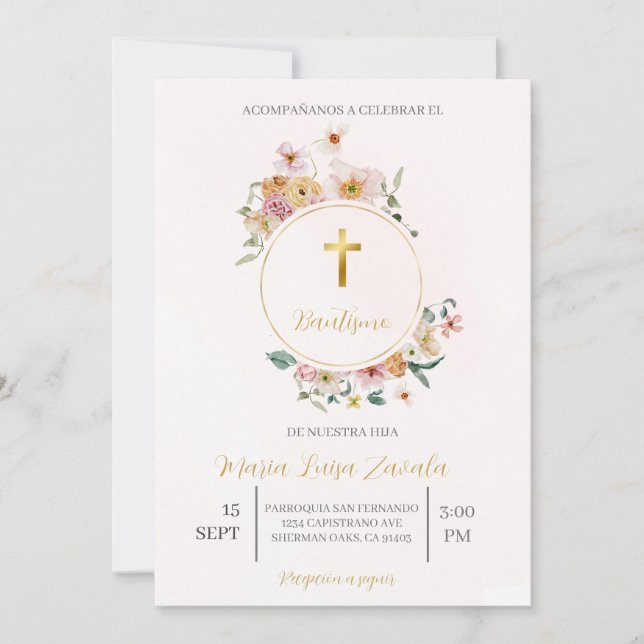 Invitación de bautismo para niña invitation (Front)