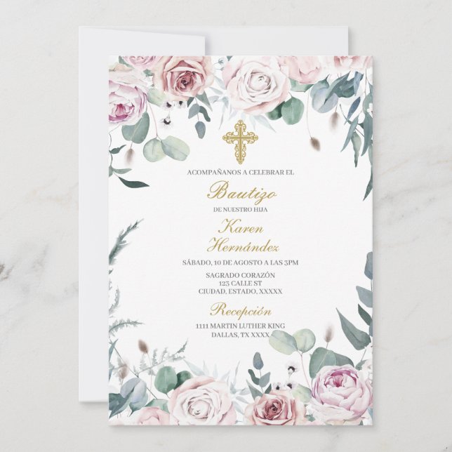 Invitación de bautismo para niña invitation (Front)