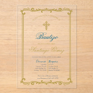 Invitación de bautismo para niño acrylic invitatio invitations