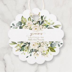 Invitacion De Bautizo Con Flores Baptism Favour Tags