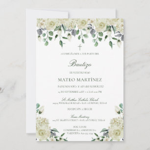 Invitación de Bautizo con Flores Baptism Invitation