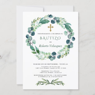 Invitacion De Bautizo Eucalyptus Spanish Invite