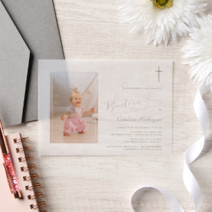 Invitacion De Bautizo Hija Photo Girl Baptism Vellum Invitations