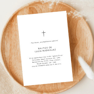 invitación de bautizo sencilla en blanco y negro invitation