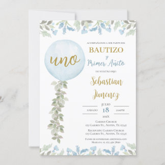 Invitación de Bautizo y primer año en español Invitation