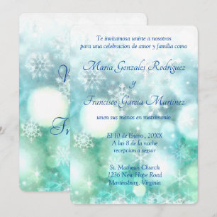 Invitacion de Boda Acuarela de Copo de Nieve Invitation