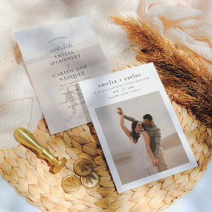 Invitación de Boda Boho y Moderna con 2 Fotos Invitation