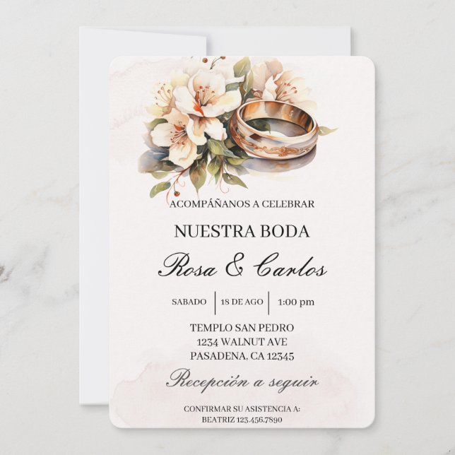 Invitacion de boda con anillo  invitation (Front)