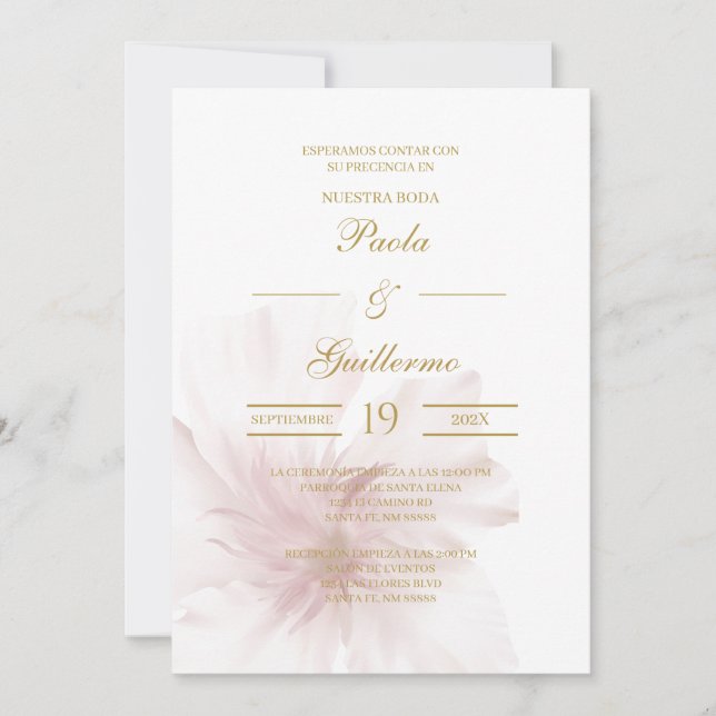 Invitación de boda con flor blanca  invitation (Front)