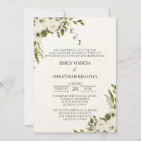 invitación de boda con flores blancas 