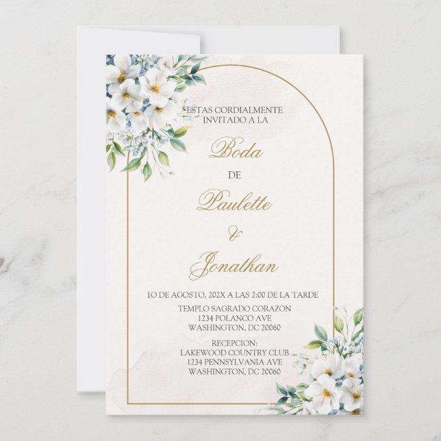 Invitacion de boda con ramo blanco invitation (Front)