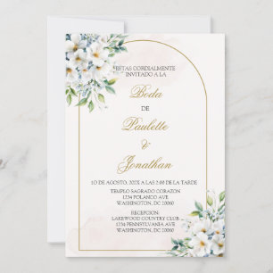 Invitacion de boda con ramo blanco invitation