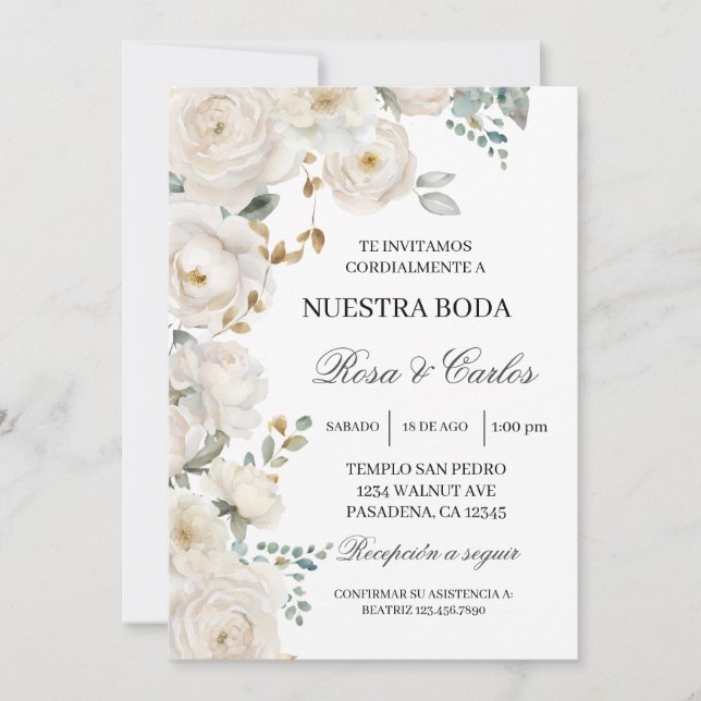 Invitacion de boda de flor blanca invitation (Front)