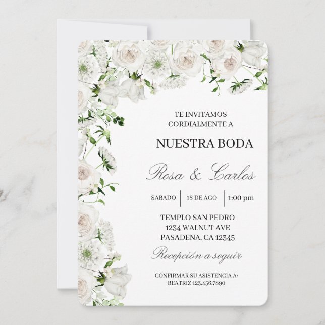 Invitacion de boda de flor hortensia invitation (Front)