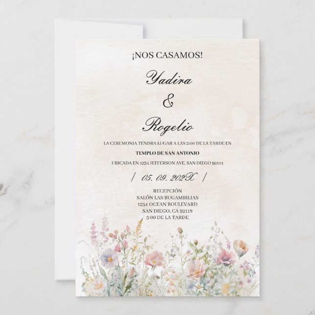 Invitacion de boda de flor silvestre invitation (Front)