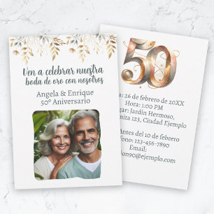 Invitación de boda de oro de 50 años con foto invitation