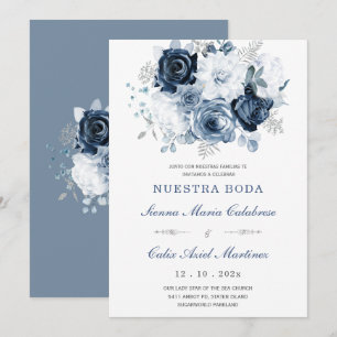 Invitación De Boda Elegante Con Rosas Azules Invitation