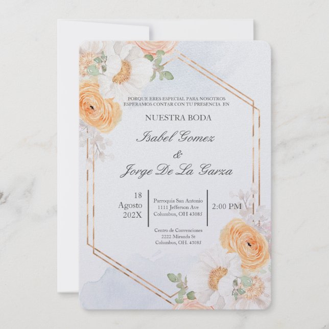 Invitacion de boda en espanol tema primavera invitation (Front)
