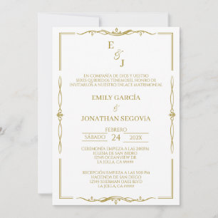 invitación de boda minimalista oro invitation