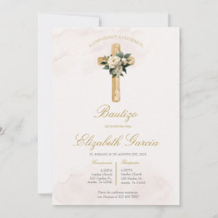 Invitación de boho blanco para bautismo invitation