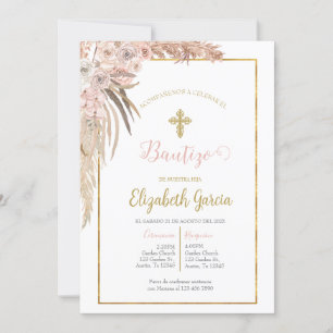Invitación de boho para bautismo invitation