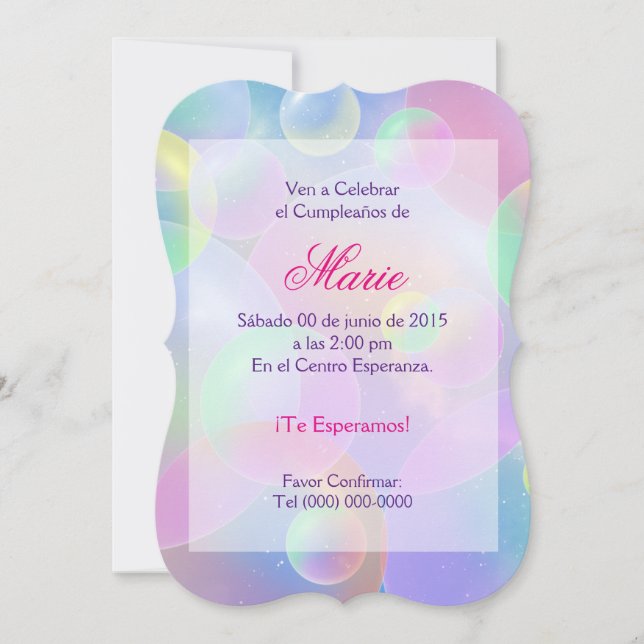 Invitación de cumpleaños - Burbujas Invitation (Front)