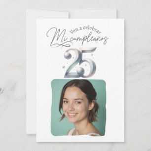 Invitación de cumpleaños de 25 años con foto invitation