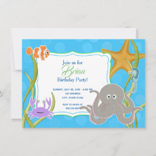 Invitación de Cumpleaños - Fiesta Bajo el Mar Invitation
