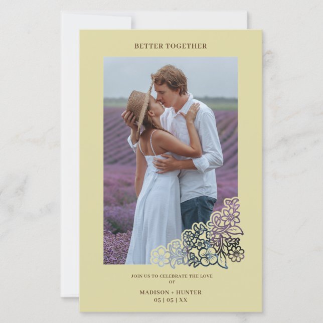 Invitación de marco botánico para Boda fotográfico (Front)