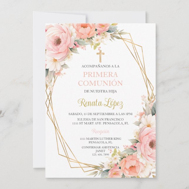 Invitacion de primera comunión.   invitation (Front)