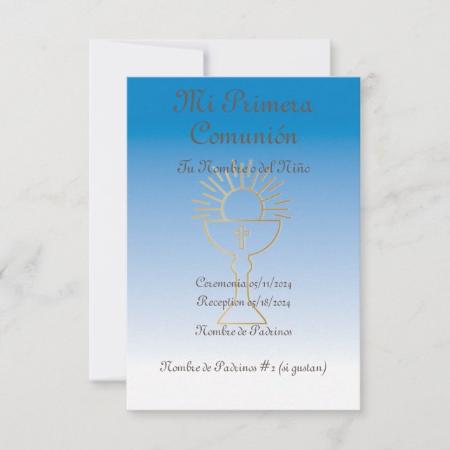  Invitación de Primera Comunión Para Niño Save The Date (Front)