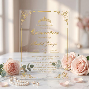 Invitación de Quinceañera en Acrílico corona real Acrylic Invitations