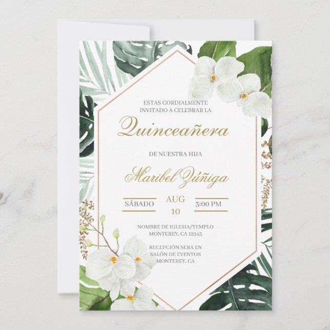 Invitación de XV años flor de eucalipto  Invitation (Front)