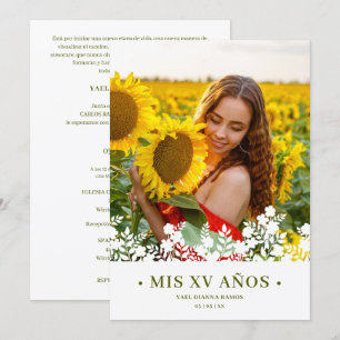 Invitación Elegant Chic Floral Frame Spanish Photo Invitation