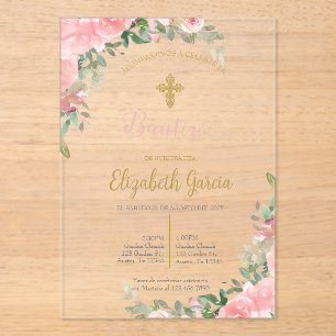 Invitación elegante para bautismo acrylic invitations
