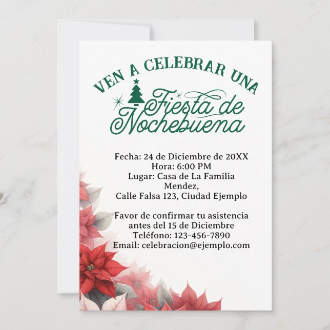 Invitación en Español Fiesta de Nochebuena Spanish Invitation (Front)