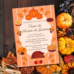 Invitación Fiesta Cena de Acción de Gracias Invitation<br><div class="desc">Celebrate Thanksgiving Dinner with a touch of nostalgia using this Vintage-Inspired Watercolor Thanksgiving Dinner Party Invitation in Spanish. The design features a charming orange and white striped background framed with watercolor illustrations of classic Thanksgiving dishes, including pumpkin pie, corn on the cob, roast turkey, mashed potatoes, and dinner rolls. The...</div>