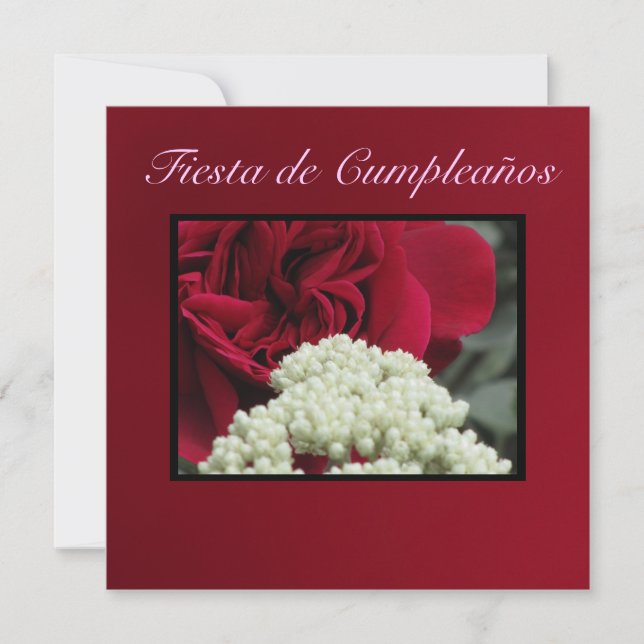 Invitación - Fiesta de Cumpleaños - Rosa roja Invitation (Front)