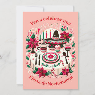 Invitación Fiesta de Nochebuena Spanish Poinsettia Invitation